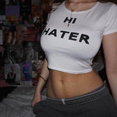 Bxoxo Hip Hop Rock Women's Crop Tops Letter Print Chic Streetwear Punk Y2K vintage Harajuku Sexy Casual Slim White Grunge summer Tops